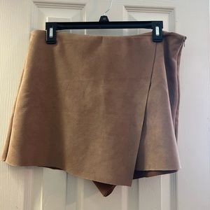 Suede envelop skirt
